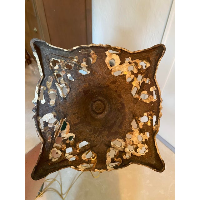 Early 20th Century Art Deco Floor Bridge Lamp With Painted Shade For Sale - Image 12 of 12