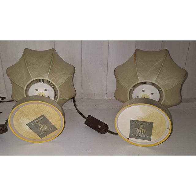 Beige Vintage Bedside Lamps with Cocoon Shades by Alfred Wauer for Goldkant-Leuchten, 1960s, Set of 2 For Sale - Image 8 of 9