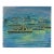 1951 Swedish Outsider Folk-Art Original Drawing of Military War Ships in Harbour in Oil Pastels in Blue, Green & Yellow For Sale