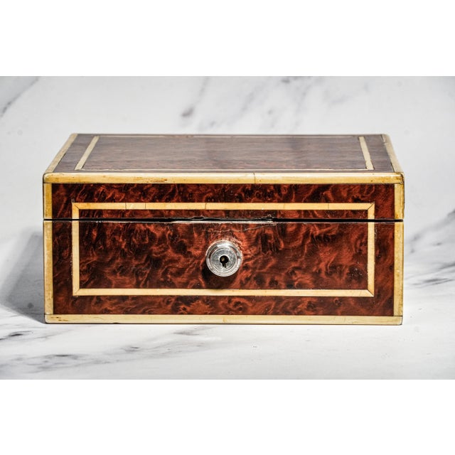 Extraordinary Antique English Burl Wood Cigar Box Sterling Silver Fittings Luxury Home Decor Tobacciana For Sale - Image 4 of 18