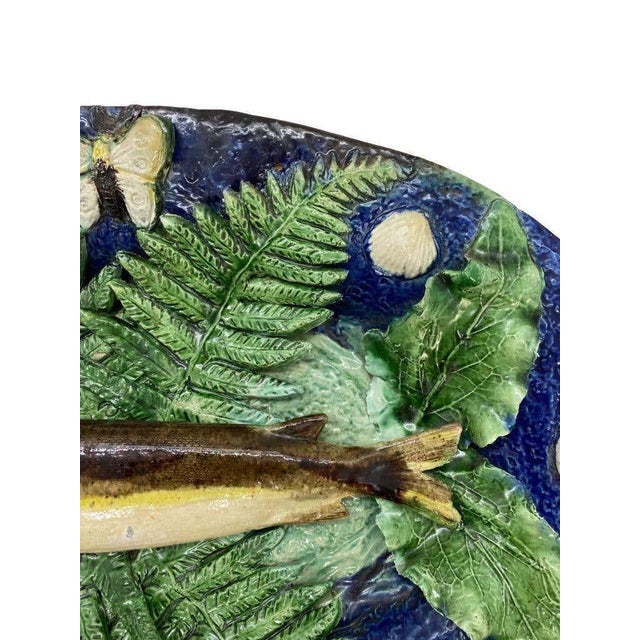 19th Century Large Franҫois Maurice Palissy Ware Majolica Trompe l'Oeil Fish Plaque, 1880 For Sale - Image 5 of 13