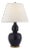 Chapman & Myers by Visual Comfort Signature Yue Double Gourd Table Lamp in Denim with Linen Shade For Sale