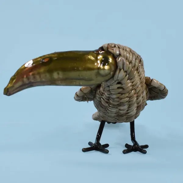 Toucan Figure by Mario Lopez Torres. There are minor imperfections to the hand-made woven rattan. (see photos)