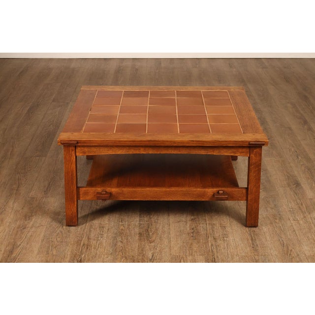 Stickley Mission Collection Oak Tile Top Coffee Table For Sale - Image 12 of 18