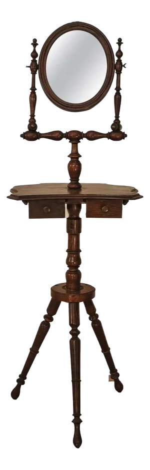 Victorian Hand Crafted Oak Shaving Stand with Oval Mirror