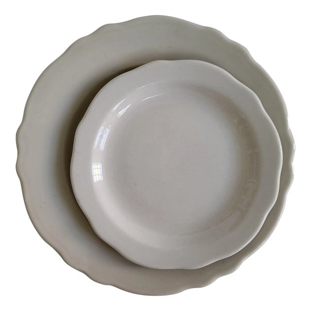 Pair of 1950s Small White Plates by Homer Laughlin & Buffalo China For Sale