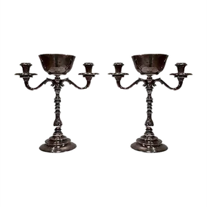 Vintage Silver-Plated Candleholders, Set of 2