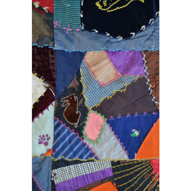 c.1884 Victorian Crazy Quilt - For Sale - Image 17 of 18