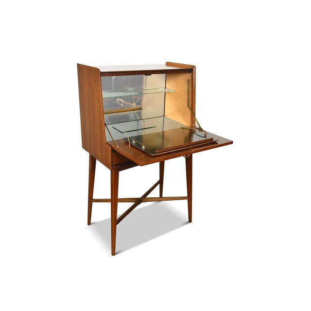 Brown 1950s English Modern Tall Mid Century Cocktail Cabinet For Sale - Image 8 of 13