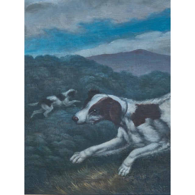 English 18th Century Oil on Canvas Hunting Dog Painting in Carved Giltwood Frame For Sale - Image 11 of 12
