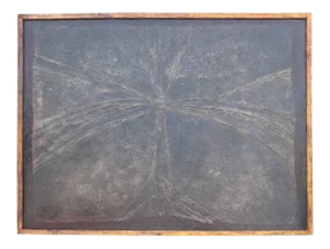 1960s "Agrac" Black Abstract Cross Oil Painting