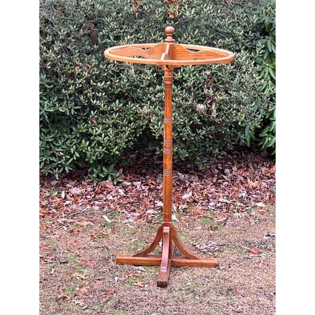 Wood Antique Oak Revolving Clothing Rack For Sale - Image 7 of 7