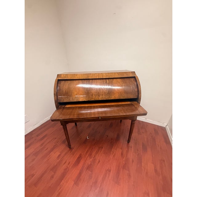18th Century French 1700s Antique Roll Top Cherry Cylinder Desk For Sale - Image 5 of 6