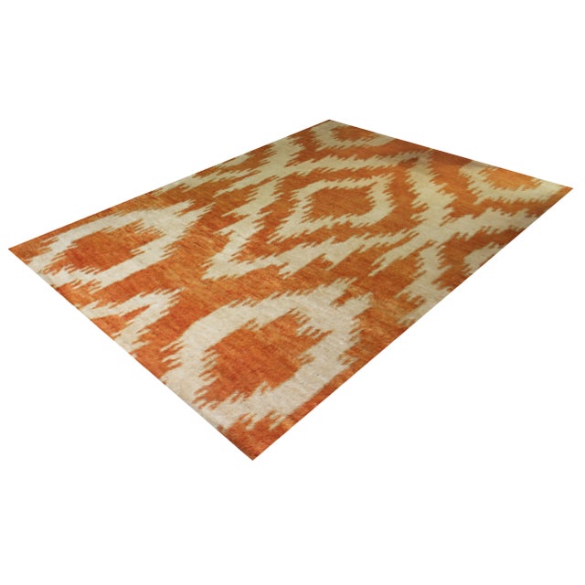 Hand Knotted Ikat Rug by Aara Rugs Inc. - 9'1" X 12'1" For Sale - Image 4 of 10