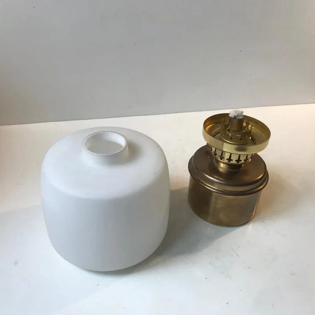 Mid-Century Modern Oil Table Lamp in Brass and Opaline Glass by Hans Agne Jakobsson for Hans-Agne Jakobsson AB Markaryd, 1960s For Sale - Image 3 of 7