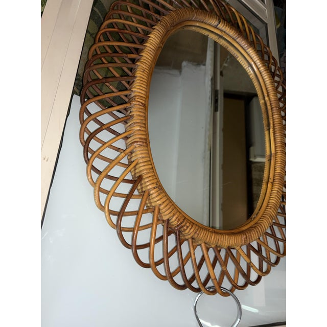 Vintage Wicker Mirror, 1950 For Sale - Image 4 of 12