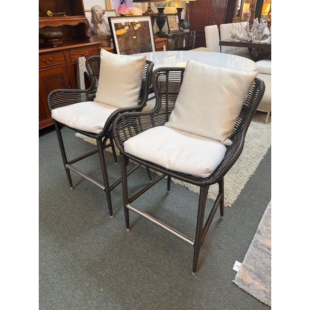Palecek Palecek Palermo in/Outdoor Counter Stools, Set of Three For Sale - Image 4 of 12