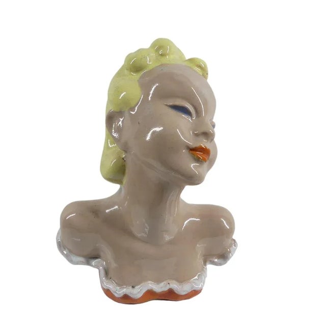 Delightful ceramic lady bust, a great highlight in any ceramic collection This piece has an attribution mark, I am sure...