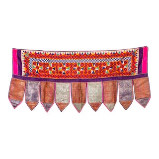 Vintage Indian Mirrored and Embroidered Toran Textile | Gujarat India For Sale