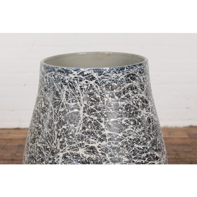 Prem Collection Artisan Made Black and White Planter with Dripping Décor For Sale In New York - Image 6 of 12
