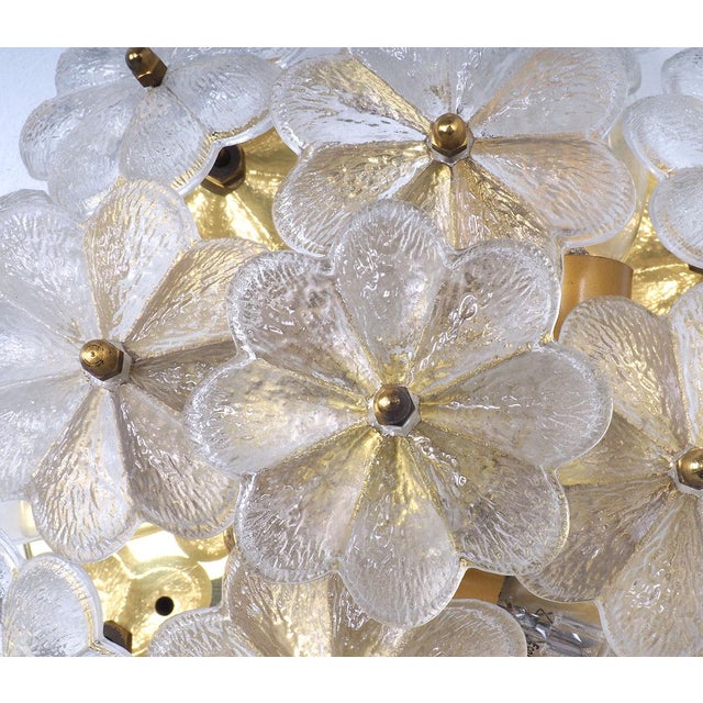 Metal Brass Wall or Ceiling Lamp with Crystal Flowers by Ernst Palme, 1970s For Sale - Image 7 of 10