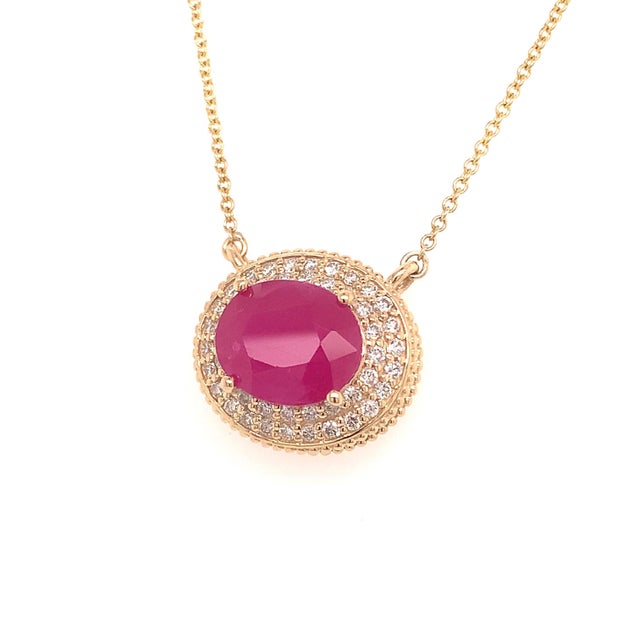 Ruby Diamond Necklace 14k Gold 18" 5.06 TCW Certified For Sale - Image 11 of 11
