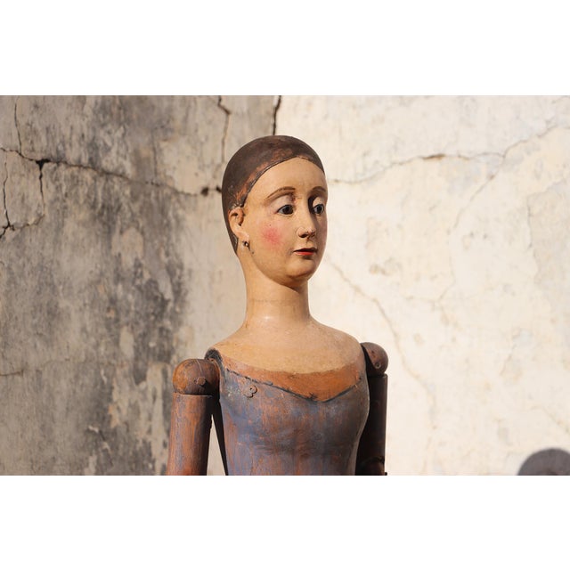 18th Century Portuguese Baroque Santos Cage Doll With Glass Eyes, Virgin, Mannequin For Sale - Image 17 of 18