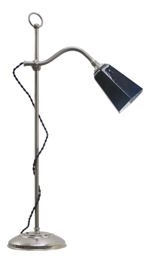 British Art Deco Chrome and Blue Glass Table Lamp