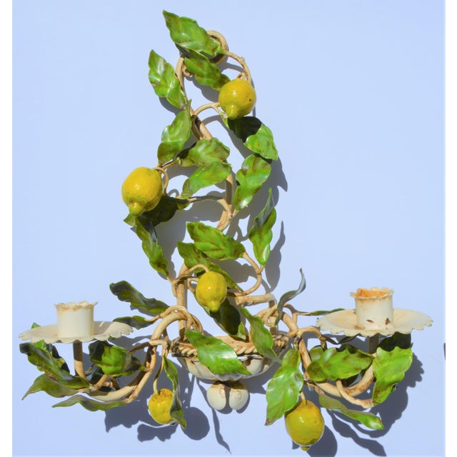 Final Markdown 1960s Italian Handpainted Lemon Tree Tole Sconces A Pair Chairish
