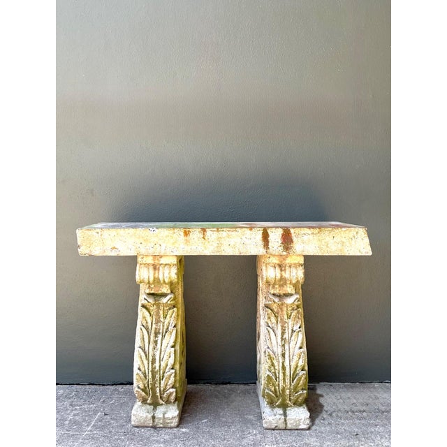 Ecru Vintage Ornate Cement Console Table For Sale - Image 8 of 16