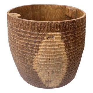 Andrianna Shamaris Hand Carved Container Or Side Table For Sale