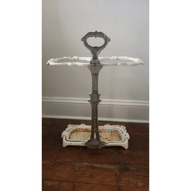 Antique Victorian Cast Iron Umbrella Stand in Original White Finish, Circa 1900 For Sale - Image 14 of 17