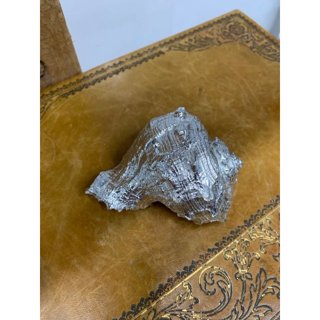 Hollywood Regency Vintage Faux Metallic Silver Sea Shell For Sale - Image 3 of 3