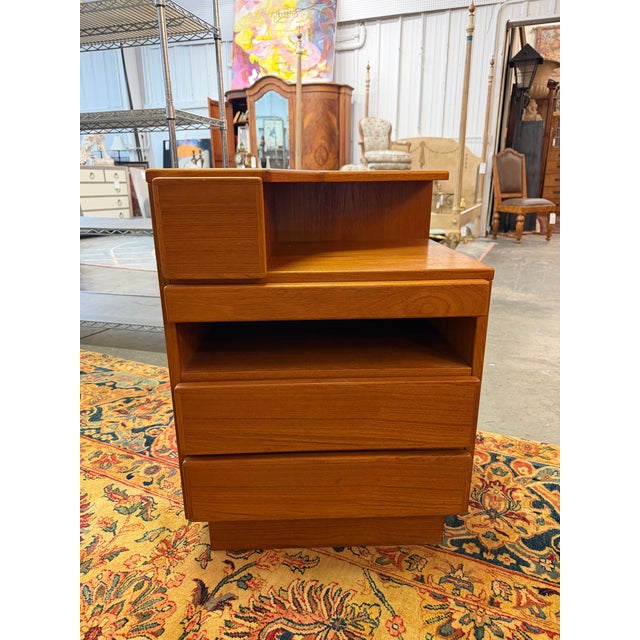 Pair Vintage 1970s Scan Coll Danish Modern Teak 3-Drawer Nightstands For Sale In Atlanta - Image 6 of 12