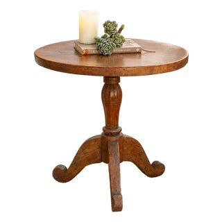Antique Colonial Teak Round End Table For Sale