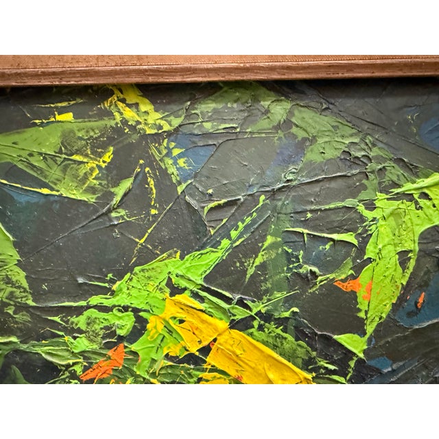 Vintage Abstract Oil on Board Painting With Heavy Impasto For Sale In Miami - Image 6 of 11
