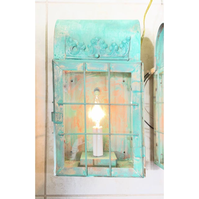 Funky Artistic Hand-Crafted Solid Copper Wall Lanterns. For Sale In Miami - Image 6 of 15