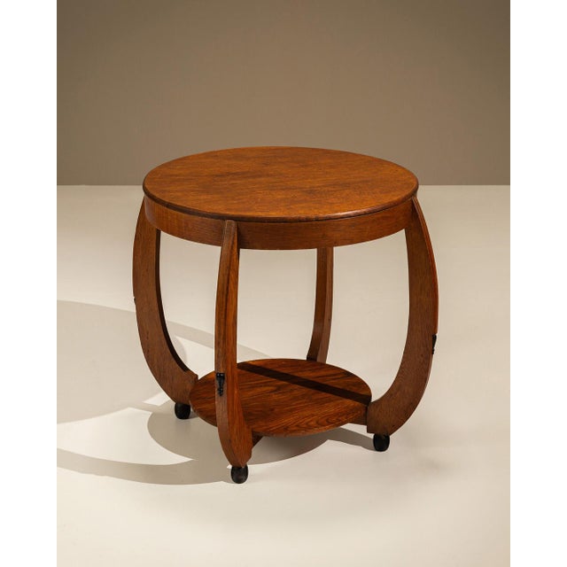 Amsterdam School Side Table in Oak with Curved Legs, 1920s For Sale - Image 11 of 11