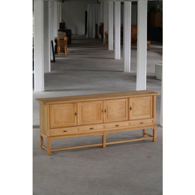 Mid-Century Modern Brutalist Sideboard in Oak by Henning Kjærnulf, 1960s For Sale - Image 4 of 18