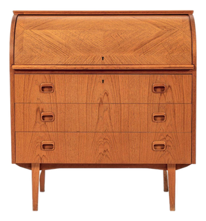 Mid Century Swedish Teak Rolltop Secretary Desk by Egon Ostergaard
