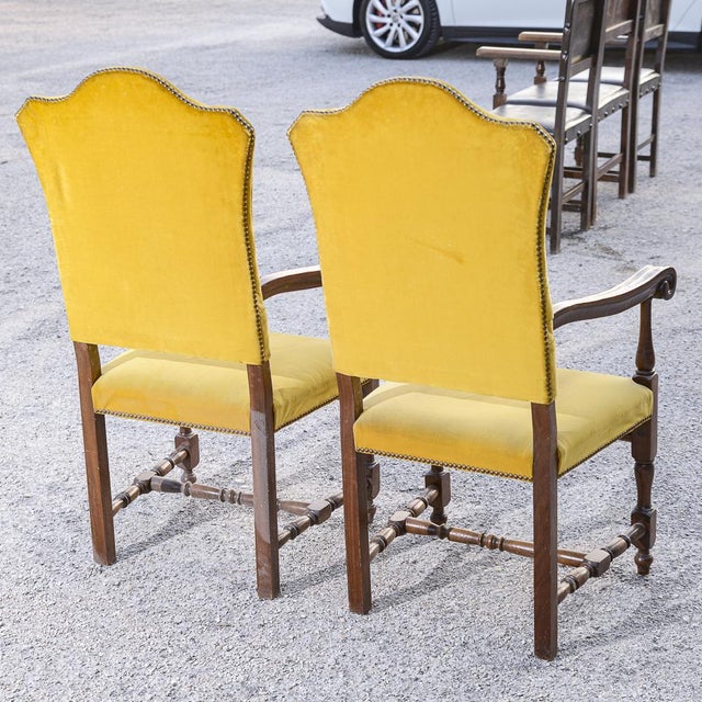 Armchairs in Carved Wood and Yellow Velvet, 1980s, Set of 2 For Sale - Image 17 of 18