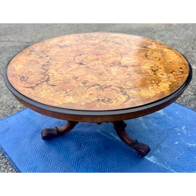 Victorian Outstanding Quality Antique Victorian Burr Walnut Marquetry Inlaid Dining Table For Sale - Image 3 of 12