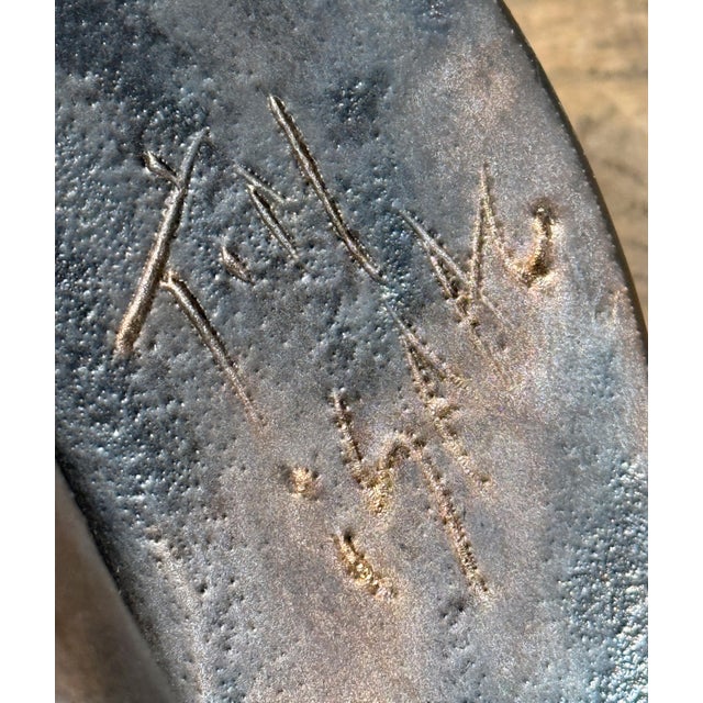 Stone Canadian Studio Art Pottery Raku Stone Inset Ceramic Vase by Tim Isaac For Sale - Image 7 of 8