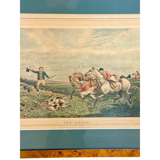 Printmaking Materials Antique Traditional Equestrian Fox Hunt "The Death" Framed Lithograph For Sale - Image 7 of 13