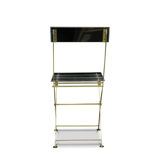Acrylic Glass & Gilded Brass Les Invisibles Folding Chair by Yonel Lebovinci and Bernard Berthet for Marais International, 1970s For Sale - Image 4 of 6