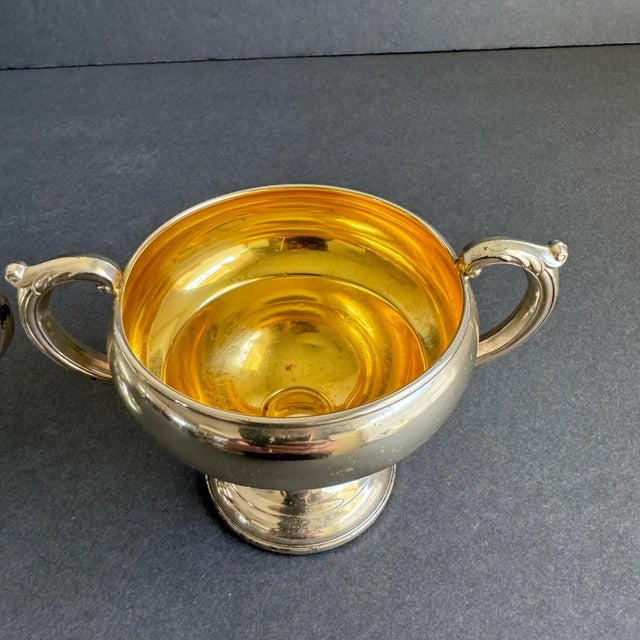 Sterling Silver Cream & Sugar Bowl Holiday Serving Pieces Vintage TWR For Sale - Image 4 of 10