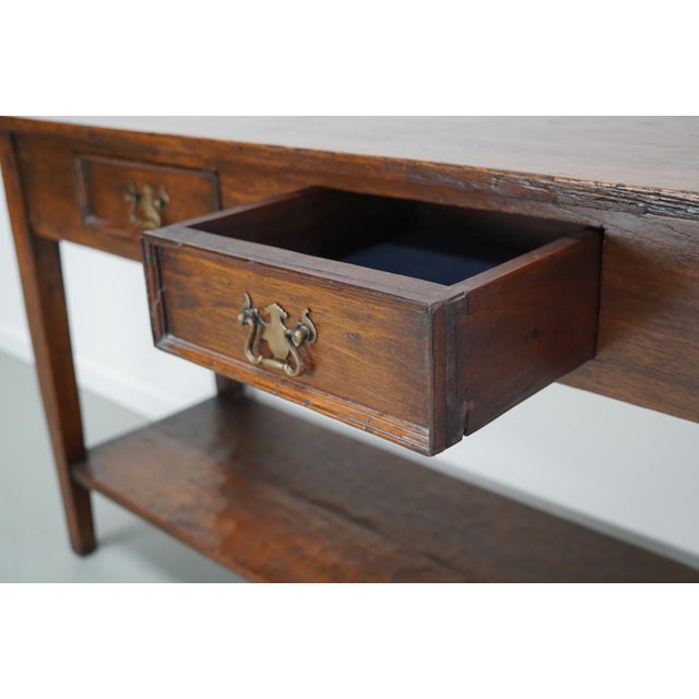 Brown Vintage French Rustic Farmhouse Oak Side Table, 1920s For Sale - Image 8 of 18