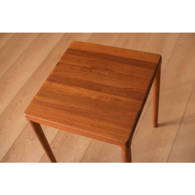 Brown Danish Modern Solid Teak Set of Nesting End Tables by h.w. Klein for Bramin For Sale - Image 8 of 17