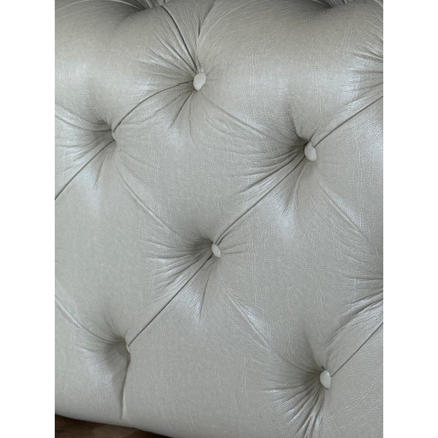 Tufted Leather Ottoman For Sale - Image 9 of 10