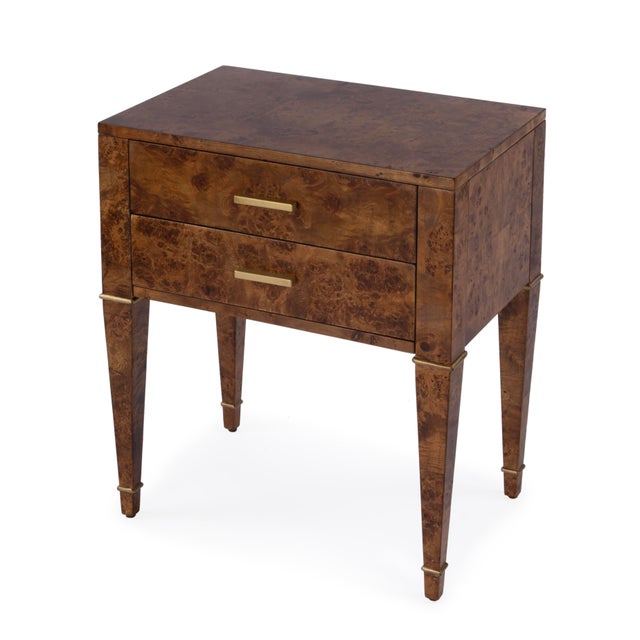 Modern Kai 24 in. W Rectangular Burl Wood 2 Drawer End Table, Traditional Burl For Sale - Image 3 of 11